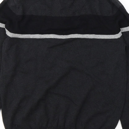 TU Mens Black  Cotton Pullover Sweatshirt Size S