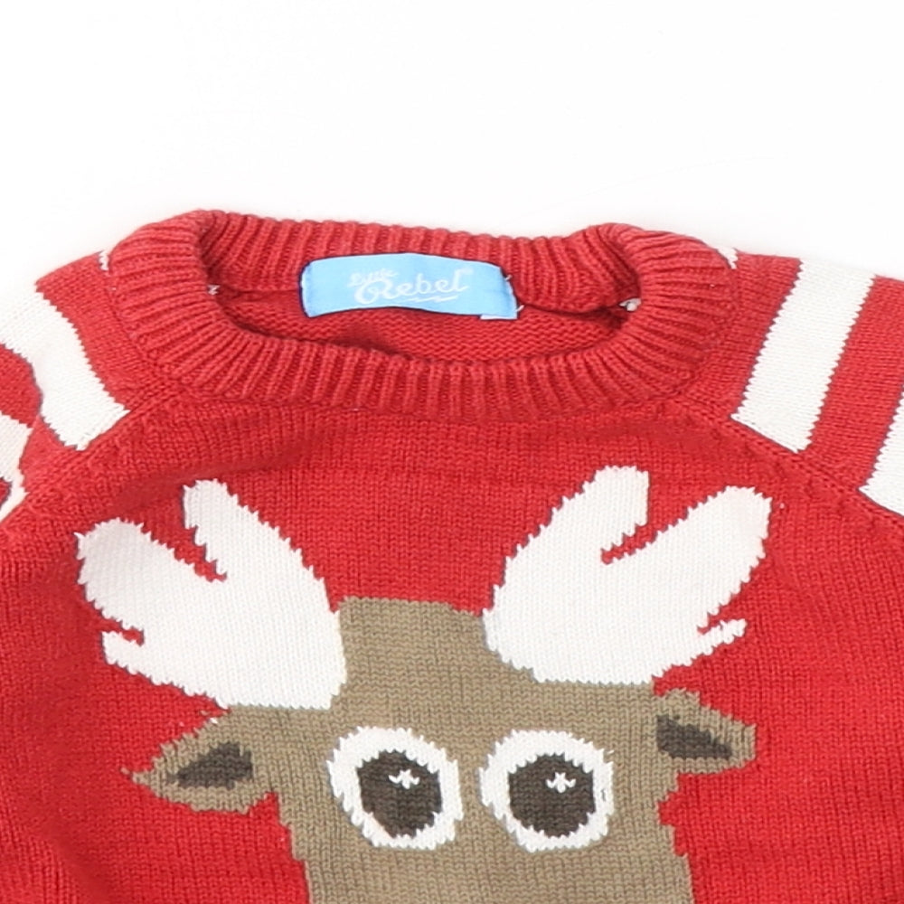 Rebel Baby Red Striped Cotton Pullover Jumper Size 9-12 Months  Pullover - Christmas jumper