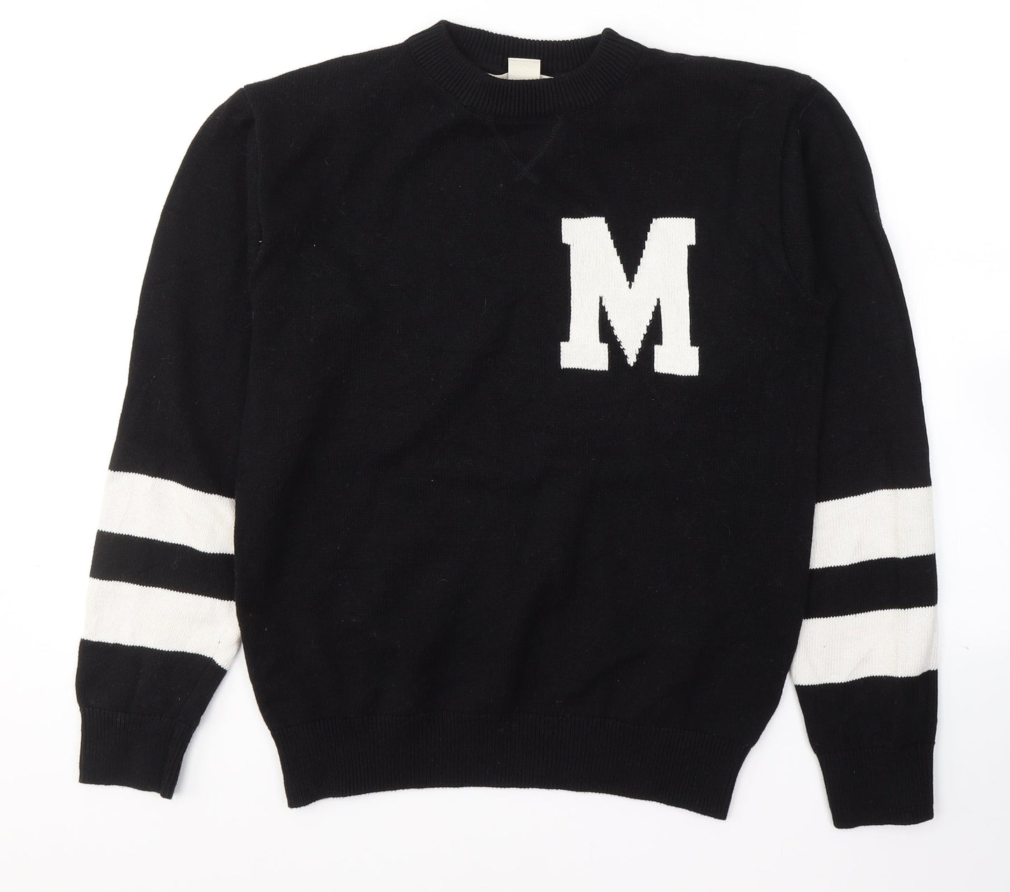Lodge Mens Black Round Neck  Cotton Pullover Jumper Size S