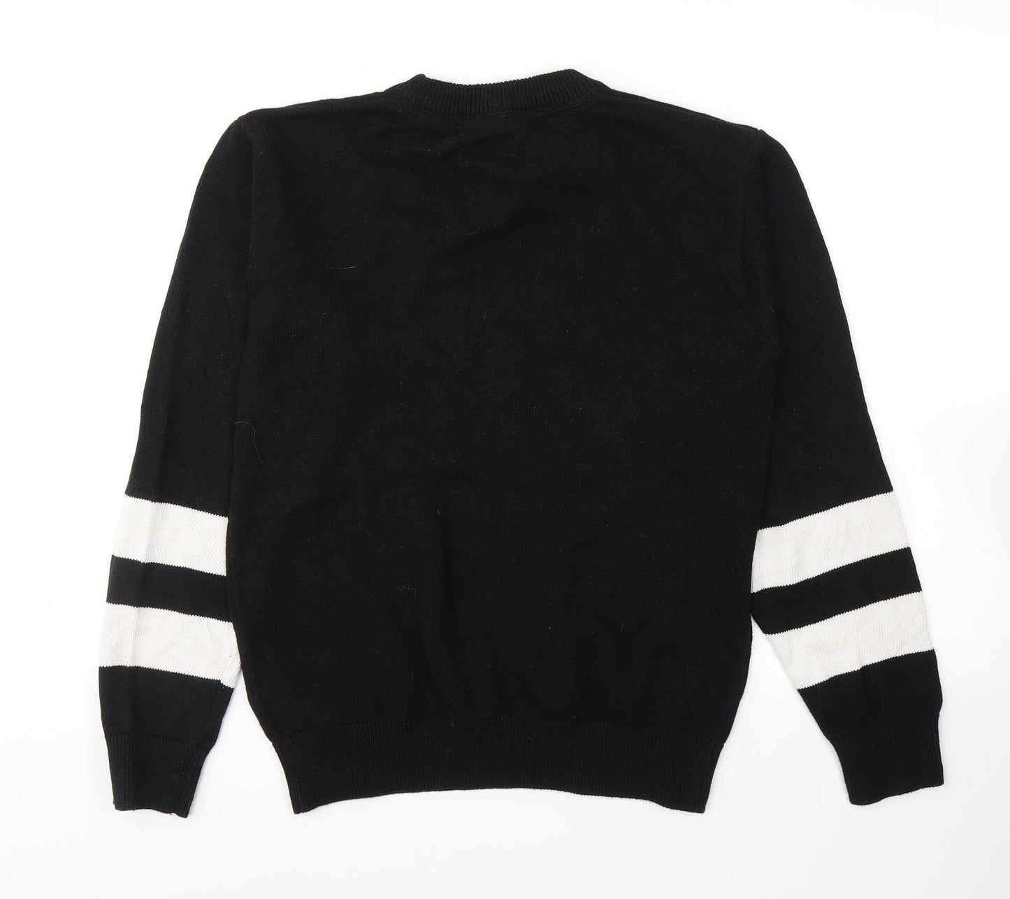 Lodge Mens Black Round Neck  Cotton Pullover Jumper Size S