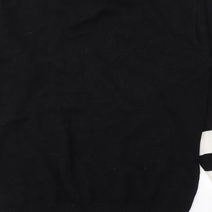 Lodge Mens Black Round Neck  Cotton Pullover Jumper Size S