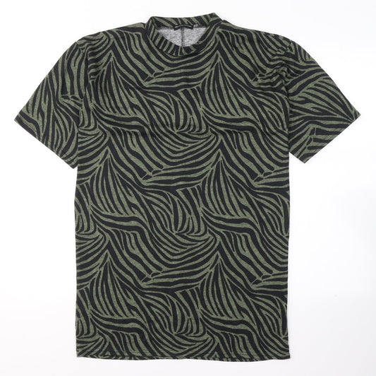 PRETTYLITTLETHING Womens Green Animal Print Polyester T-Shirt Dress  Size 6  Round Neck Pullover