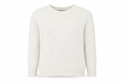 Front view of Paper Crane women’s ivory v-neck polyester jumper, size S