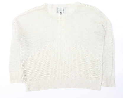 Back view of Paper Crane women’s ivory v-neck polyester jumper, size S