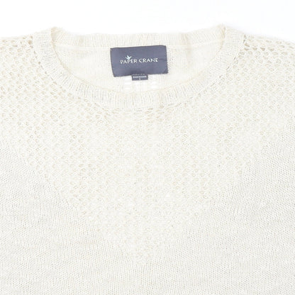 Close-up detail of Paper Crane women’s ivory v-neck polyester jumper, size S