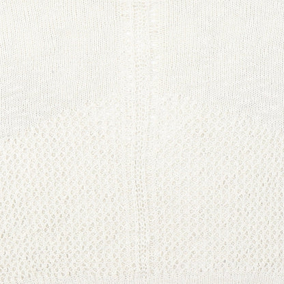 Brand and care label for Paper Crane women’s ivory v-neck polyester jumper, size S