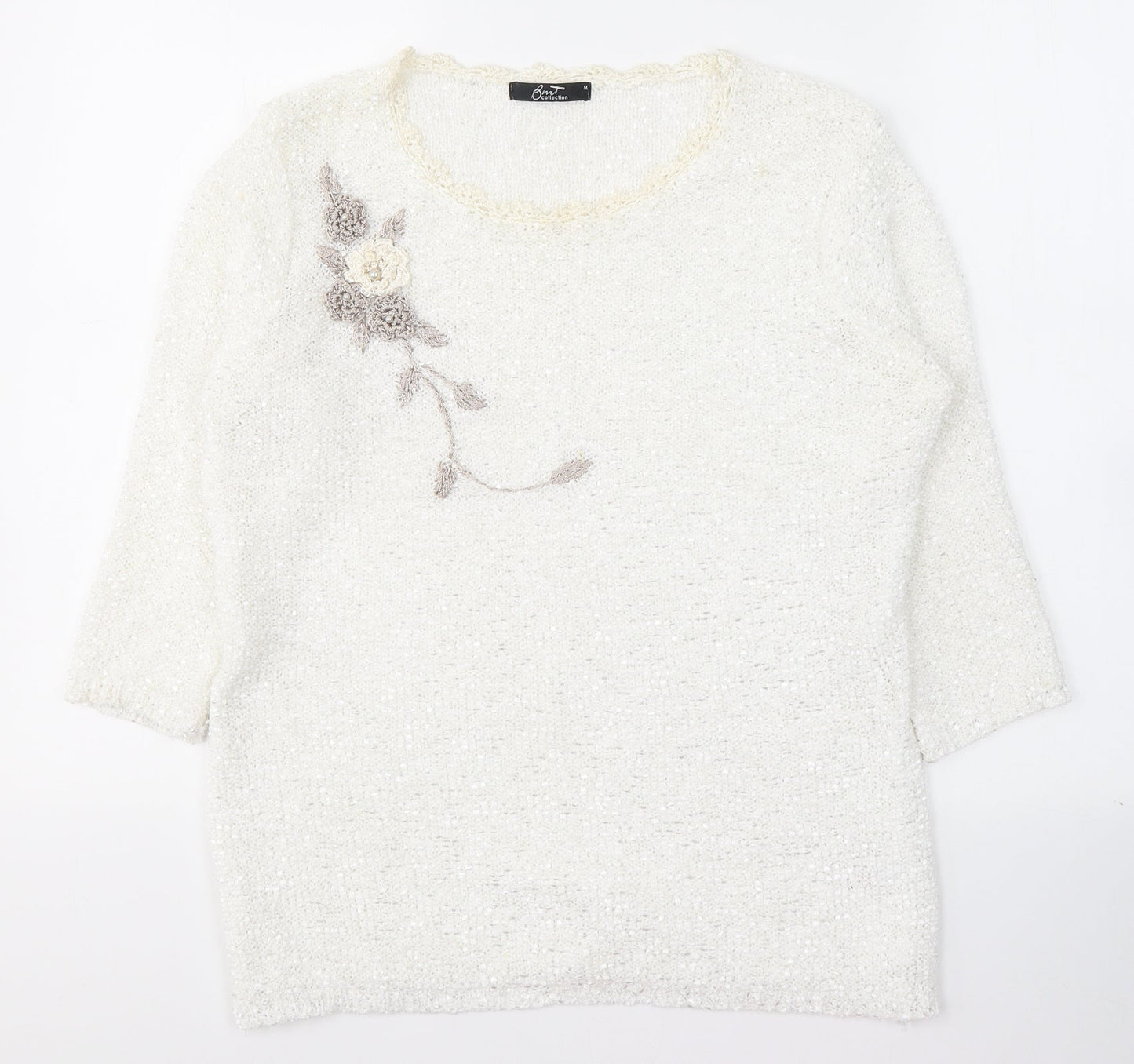 Womens UK Size M Debenhams White Pullover Jumper