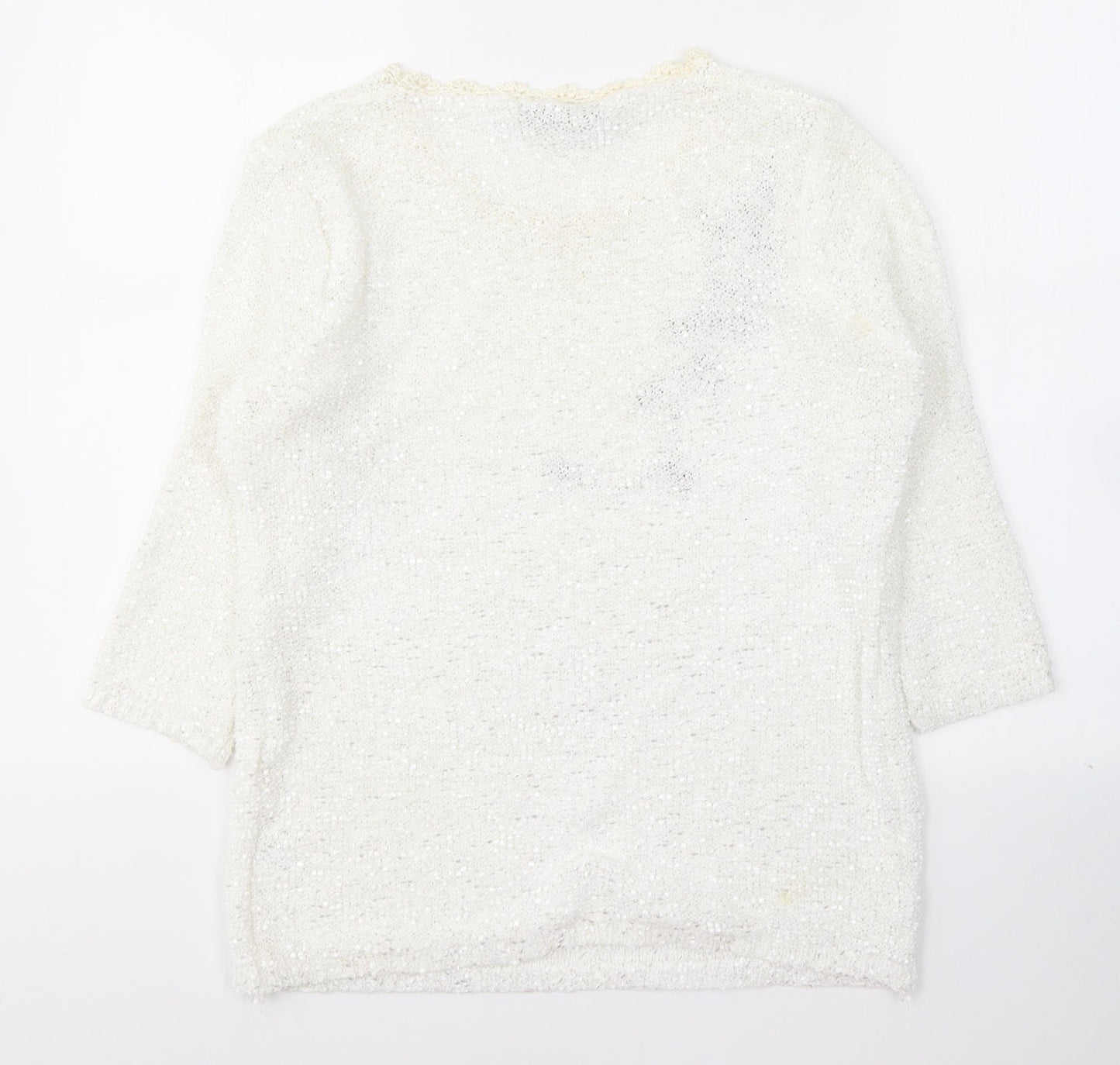 Womens UK Size M Debenhams White Pullover Jumper