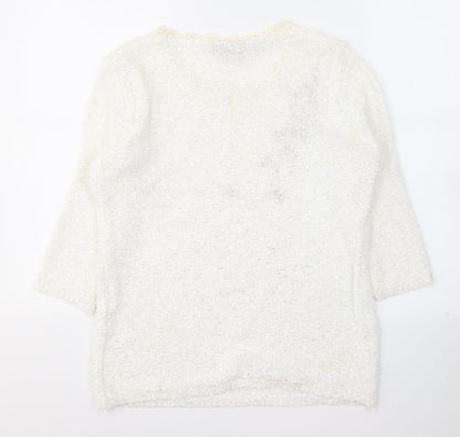 Womens UK Size M Debenhams White Pullover Jumper