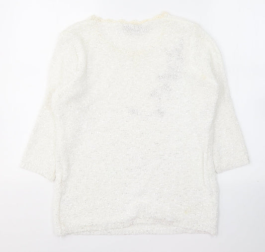 Womens UK Size M Debenhams White Pullover Jumper