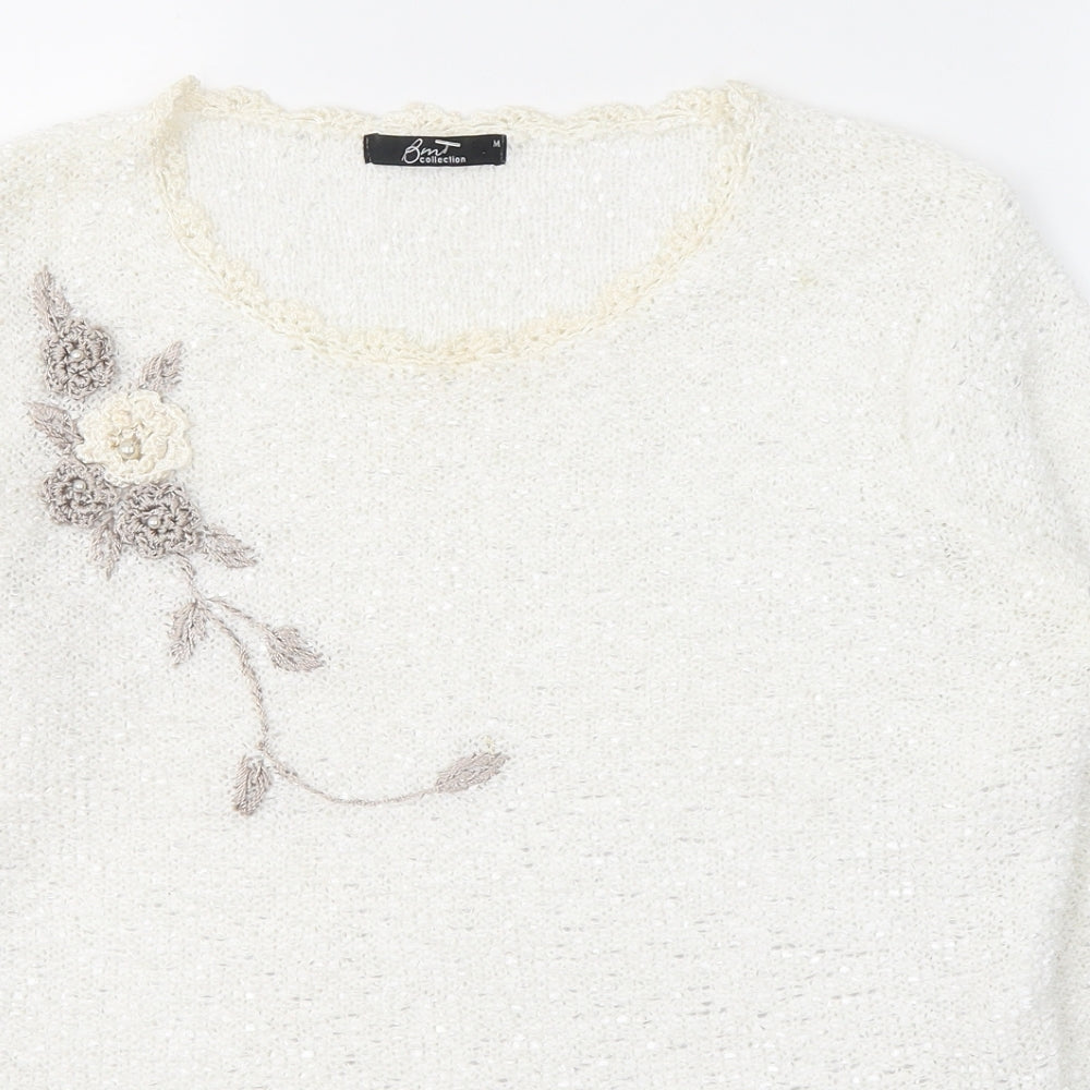 Womens UK Size M Debenhams White Pullover Jumper