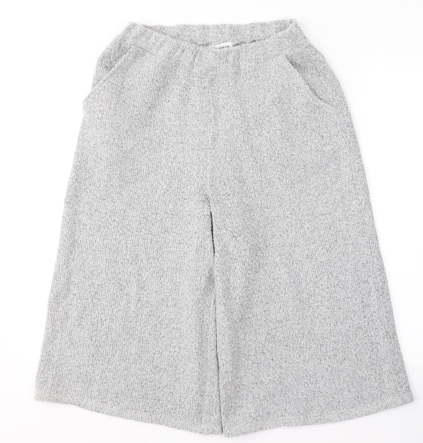 Native Youth Womens Grey  Acrylic Cropped Trousers Size S L20 in Regular