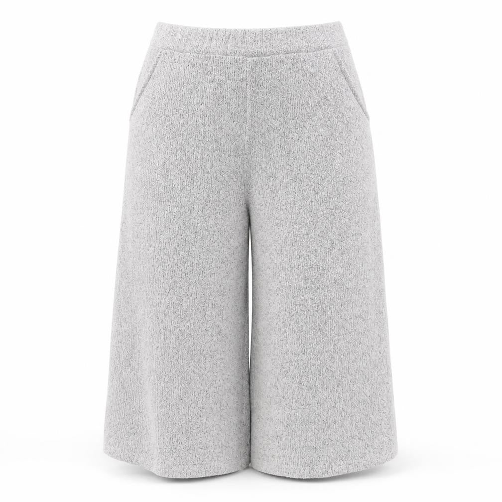 Front view of Native Youth women’s grey acrylic cropped trousers, size S, 20-inch leg regular
