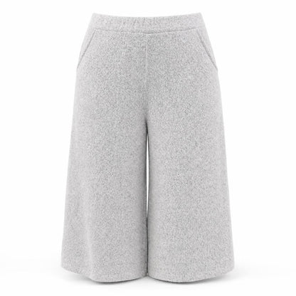 Front view of Native Youth women’s grey acrylic cropped trousers, size S, 20-inch leg regular