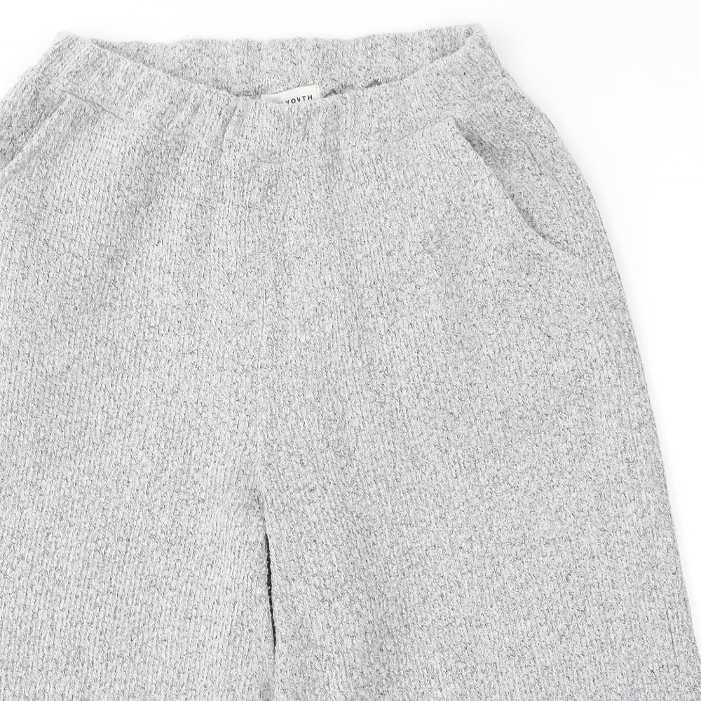 Native Youth Womens Grey  Acrylic Cropped Trousers Size S L20 in Regular