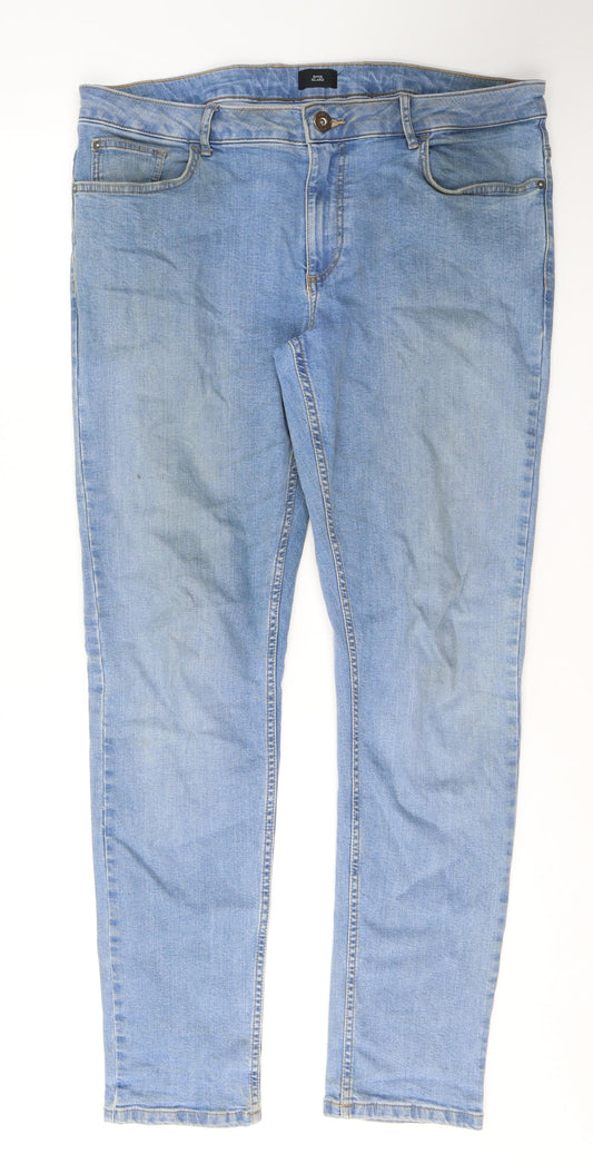 River Island Womens Blue  Cotton Skinny Jeans Size 36 in L34 in Regular Button