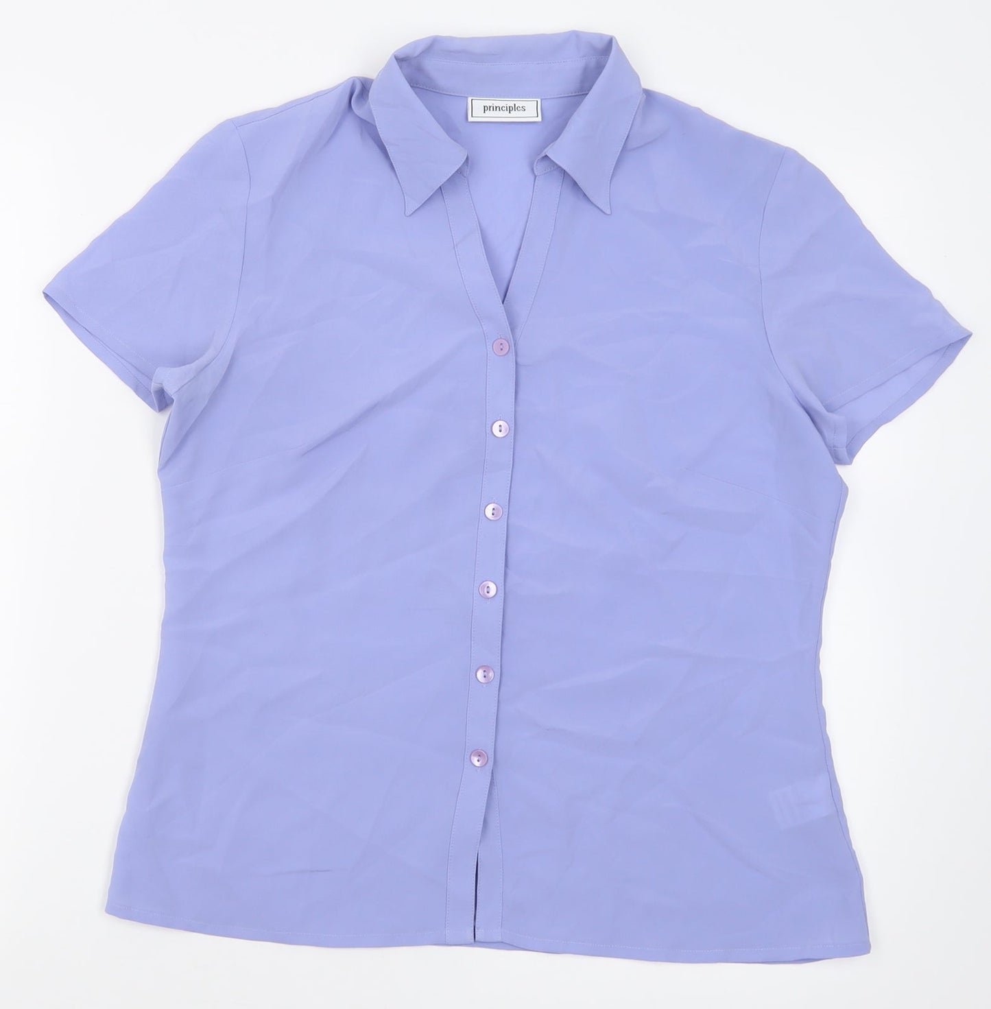 Womens UK Size 12 Principles Purple Basic Button-Up