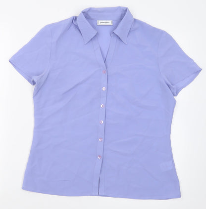 Womens UK Size 12 Principles Purple Basic Button-Up