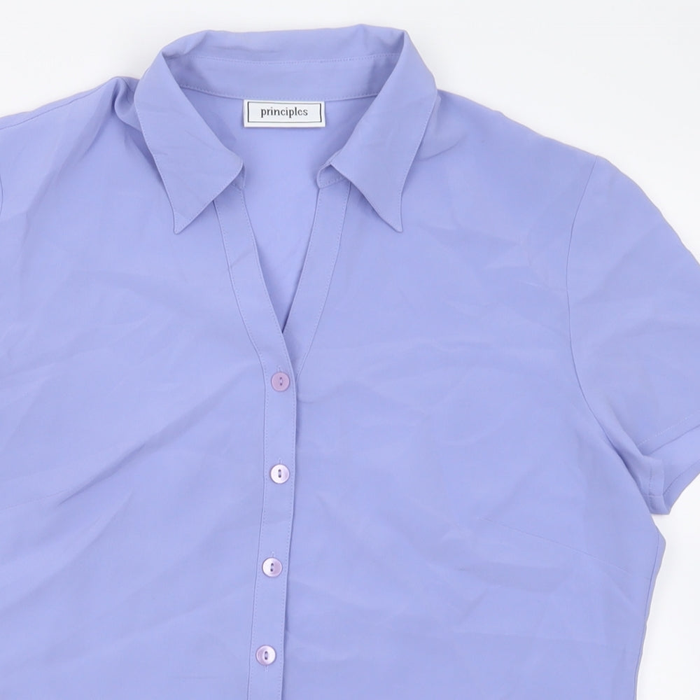 Womens UK Size 12 Principles Purple Basic Button-Up
