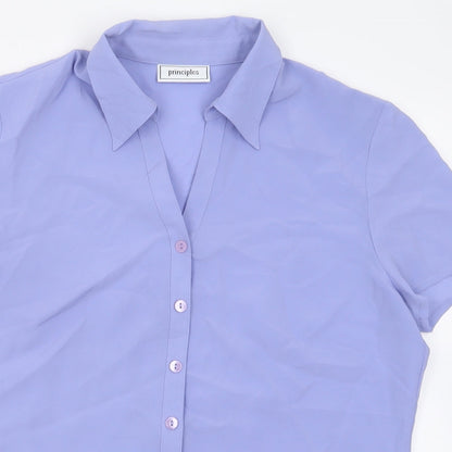 Womens UK Size 12 Principles Purple Basic Button-Up