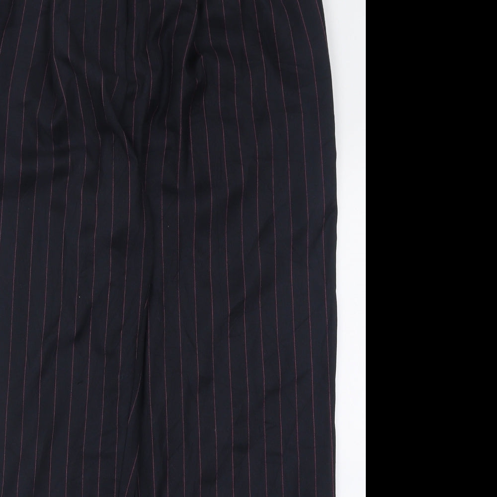 Topshop Womens Black Striped Polyester Trousers  Size 10 L28 in Regular Hook & Eye