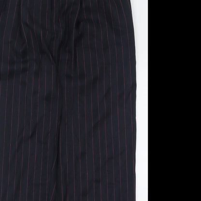 Topshop Womens Black Striped Polyester Trousers  Size 10 L28 in Regular Hook & Eye