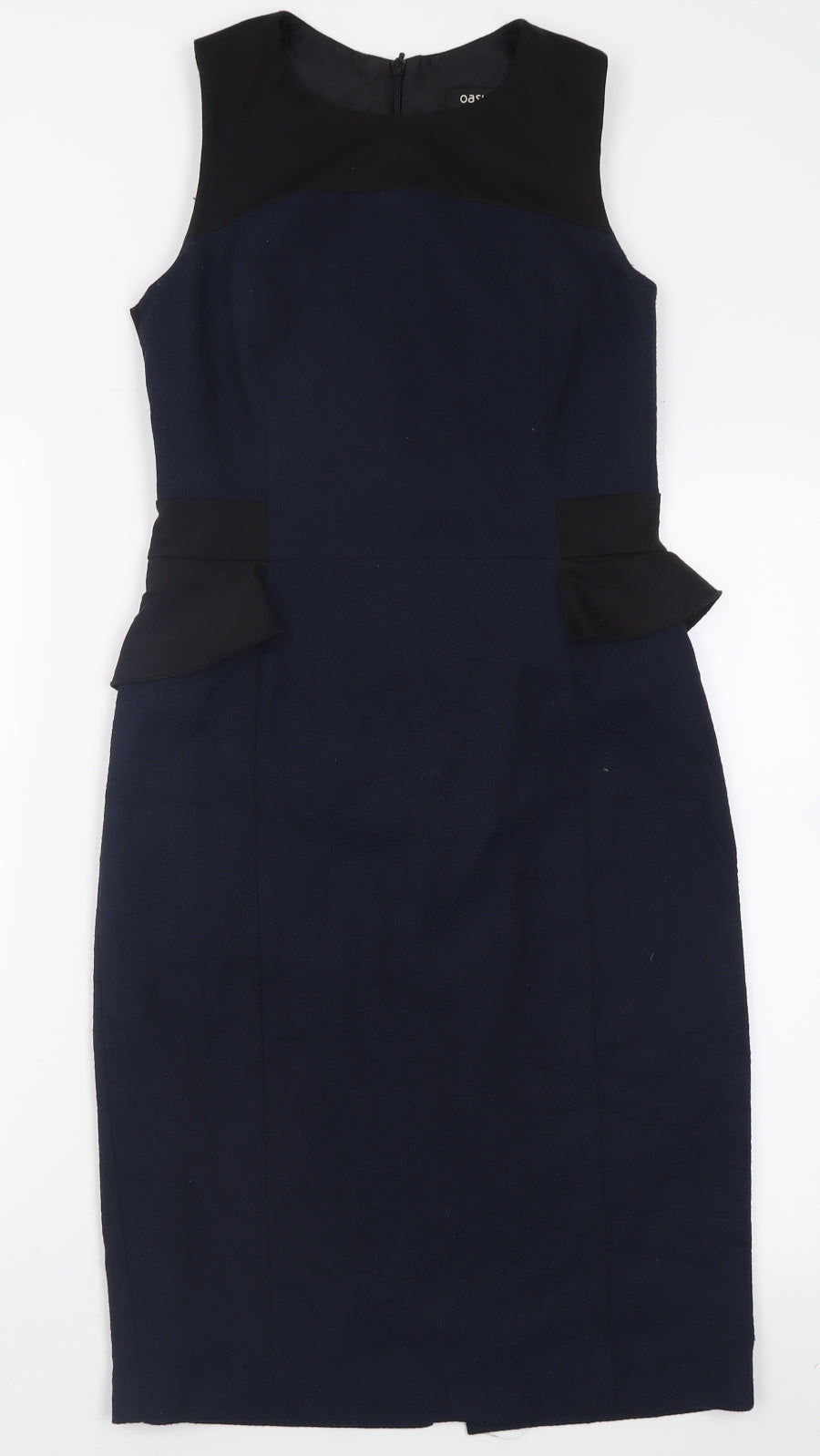 Oasis Womens Blue  Polyester Bodycon  Size 10  Crew Neck Zip