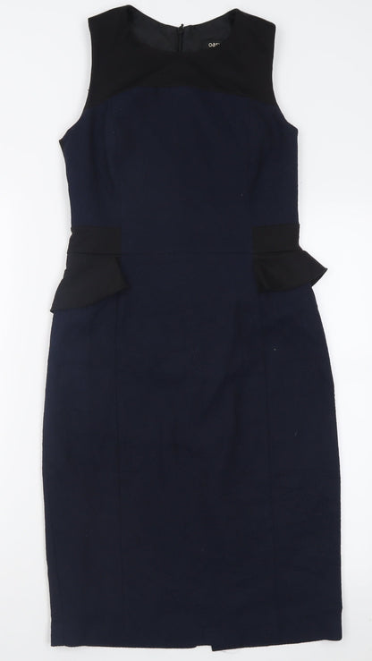 Oasis Womens Blue  Polyester Bodycon  Size 10  Crew Neck Zip