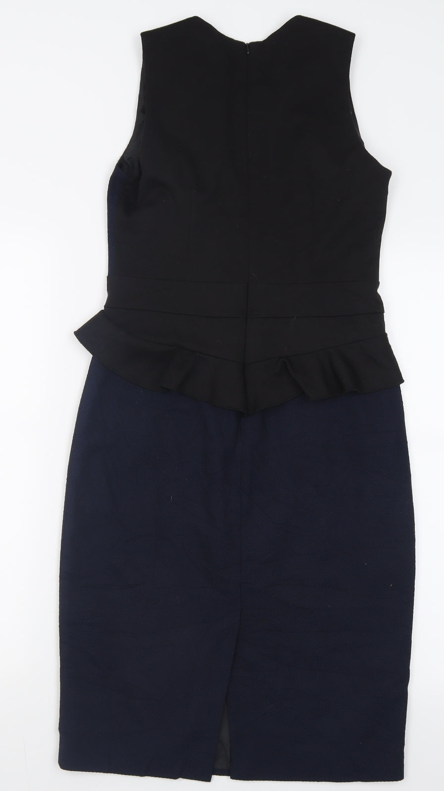 Oasis Womens Blue  Polyester Bodycon  Size 10  Crew Neck Zip