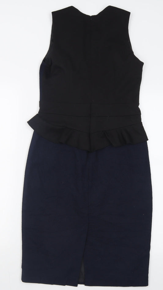 Oasis Womens Blue  Polyester Bodycon  Size 10  Crew Neck Zip