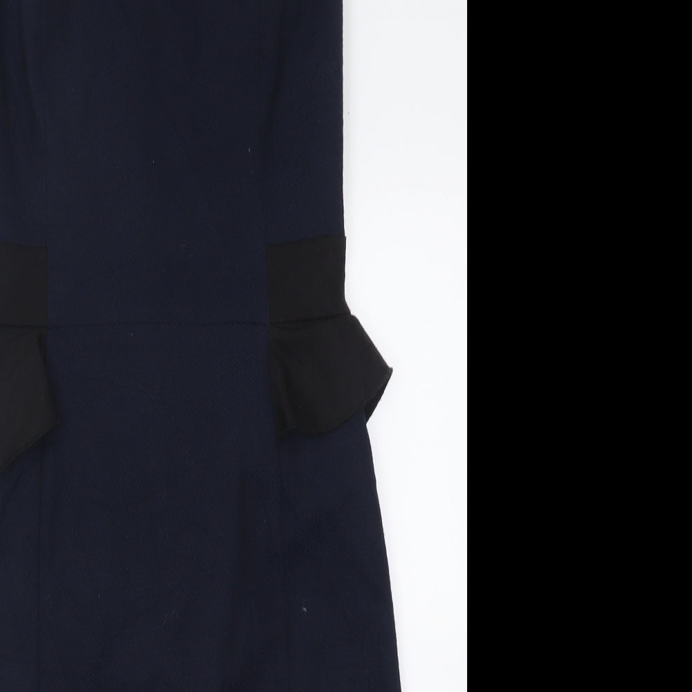 Oasis Womens Blue  Polyester Bodycon  Size 10  Crew Neck Zip