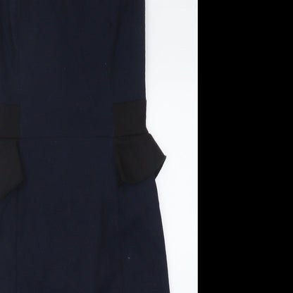 Oasis Womens Blue  Polyester Bodycon  Size 10  Crew Neck Zip