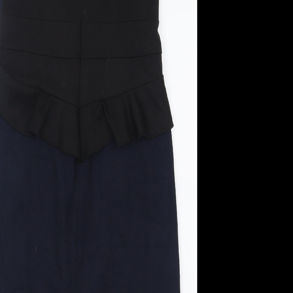 Oasis Womens Blue  Polyester Bodycon  Size 10  Crew Neck Zip