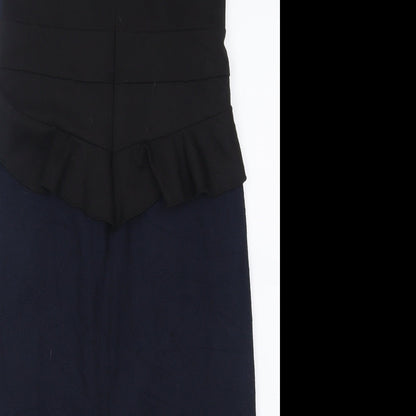 Oasis Womens Blue  Polyester Bodycon  Size 10  Crew Neck Zip