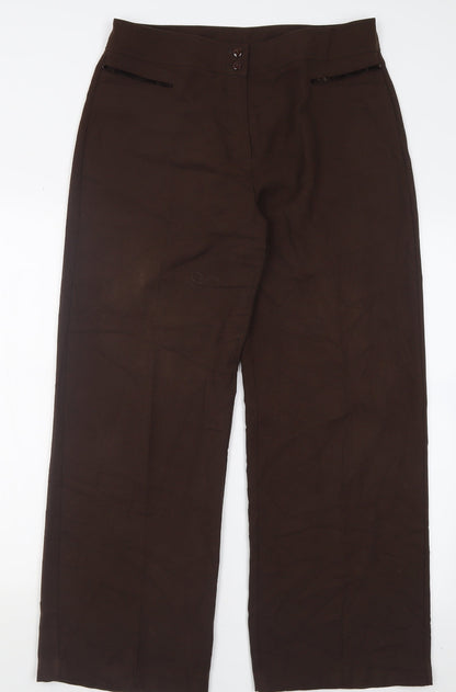Womens UK Size 14 Gold Regular Fit  Brown Trousers