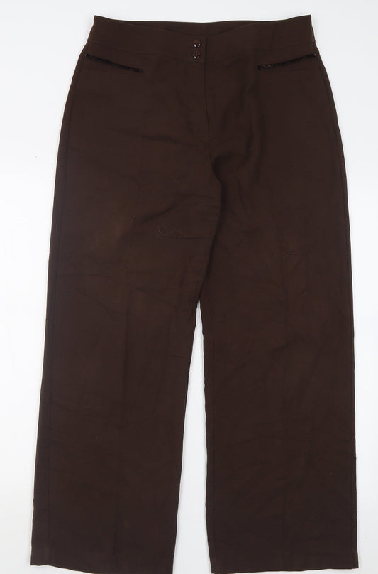 Womens UK Size 14 Gold Regular Fit  Brown Trousers