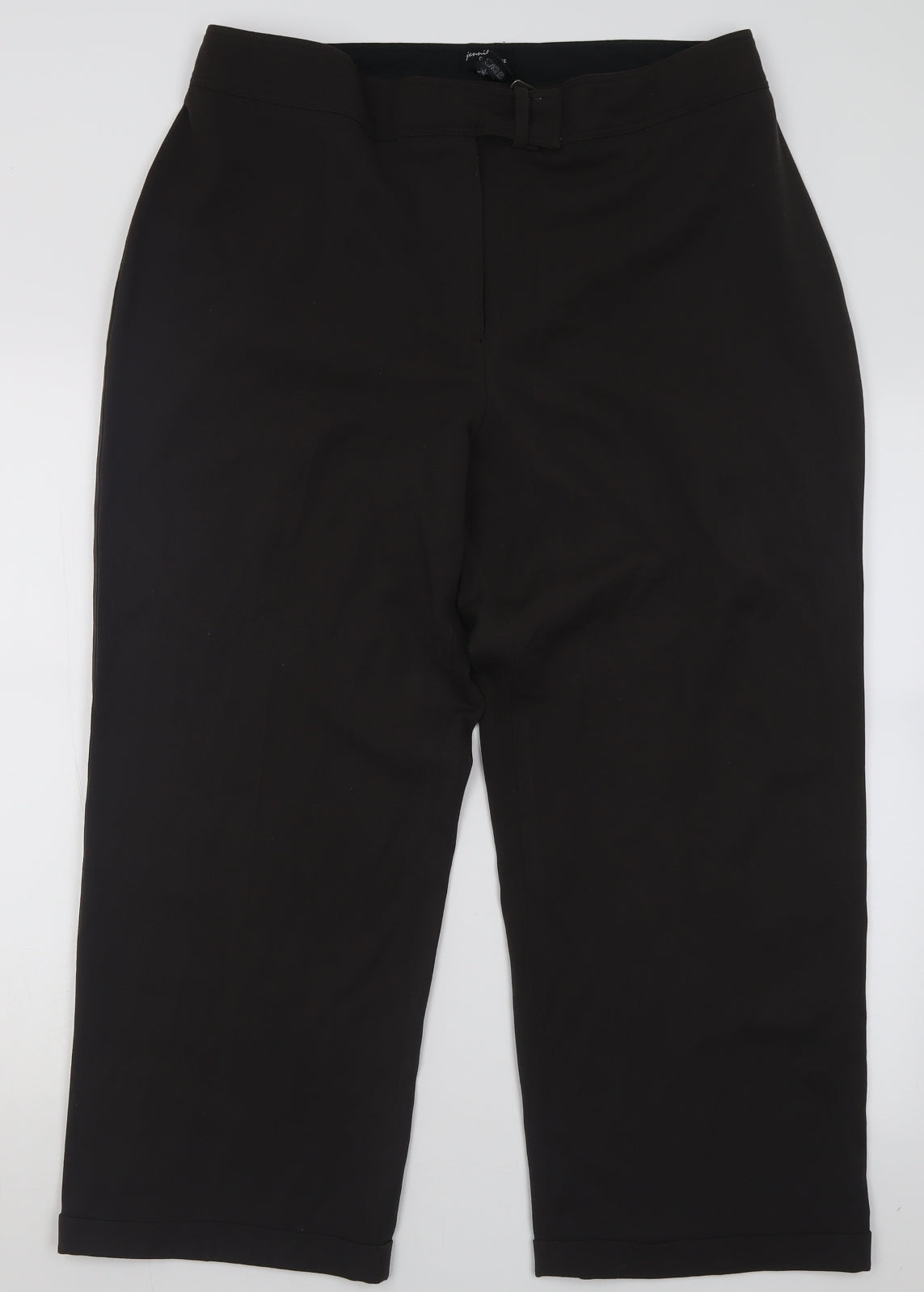 Jennifer & Grace Womens Brown  Polyester Trousers  Size 16 L27 in Regular Hook & Eye