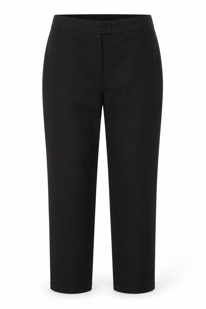Front view of Jennifer & Grace women’s brown polyester trousers, size UK 16, 27-inch leg regular hook & eye