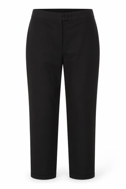 Front view of Jennifer & Grace women’s brown polyester trousers, size UK 16, 27-inch leg regular hook & eye