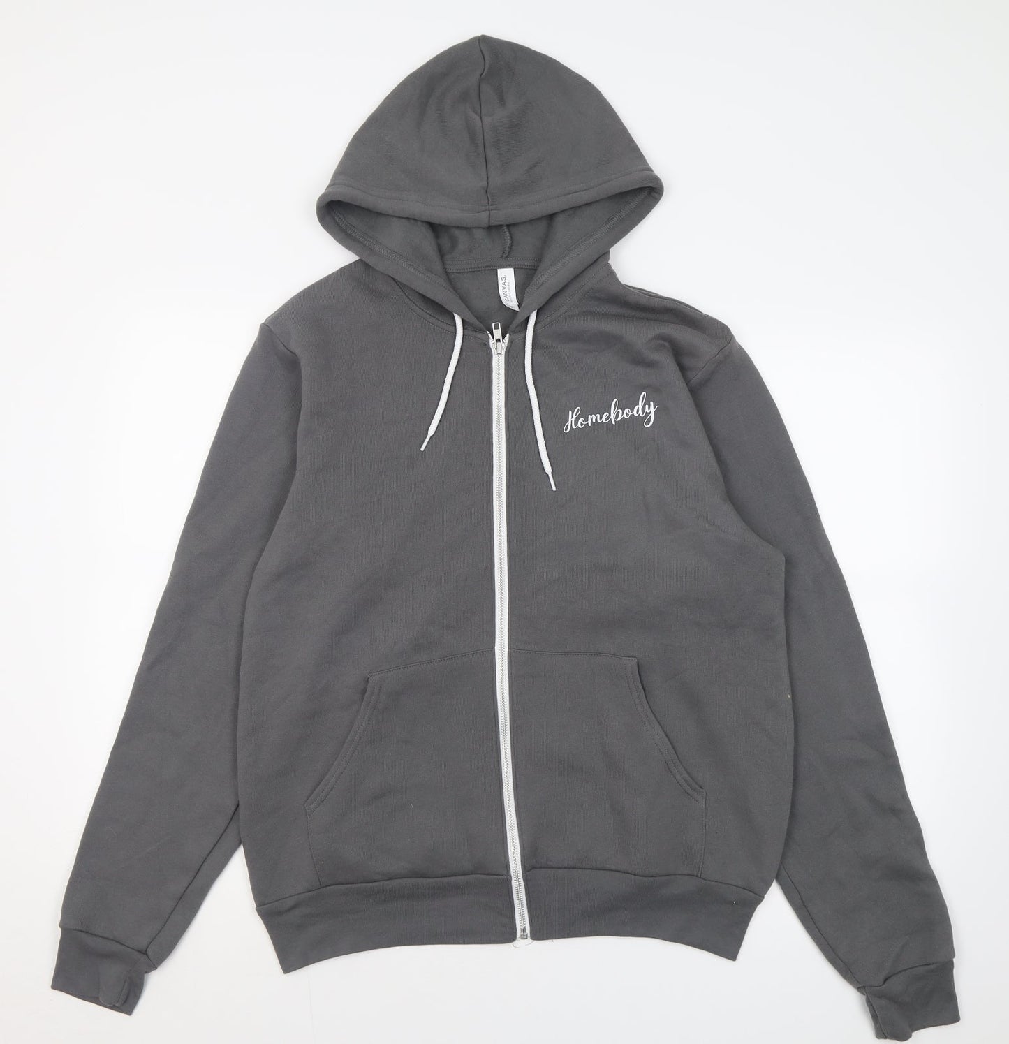 Canvas Womens Grey  Cotton Full Zip Hoodie Size M  Zip - homebody