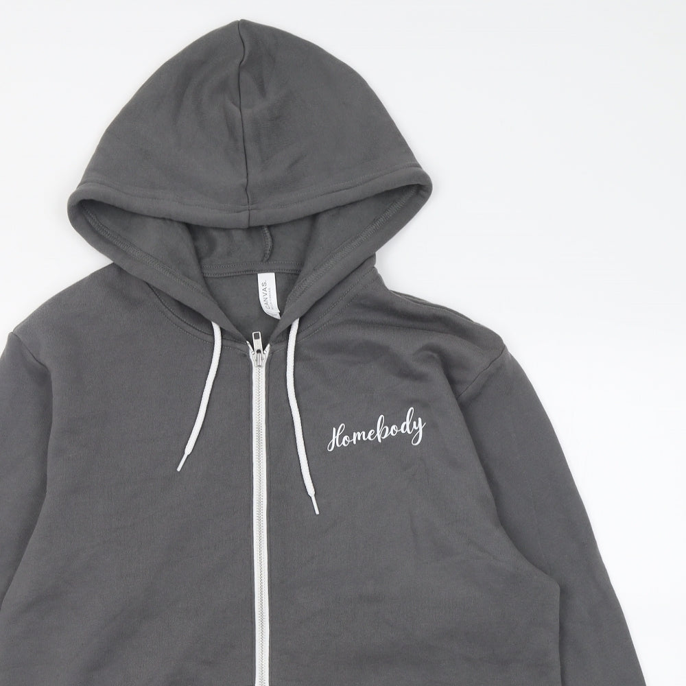 Canvas Womens Grey  Cotton Full Zip Hoodie Size M  Zip - homebody
