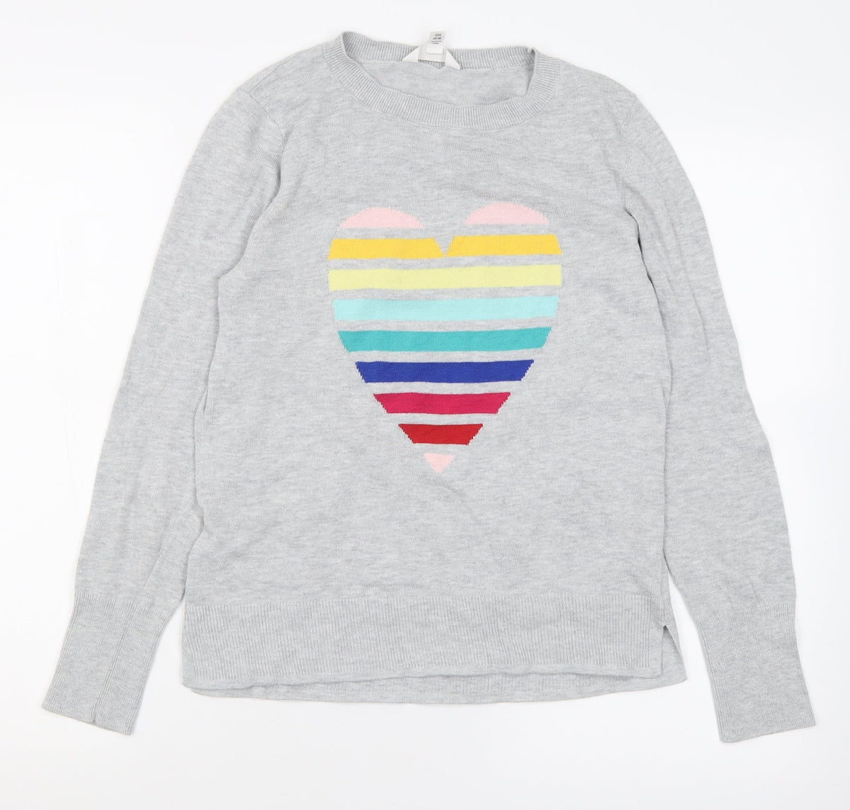 Additional front view of Time and Tru women’s grey crew neck polyester jumper, size UK 6