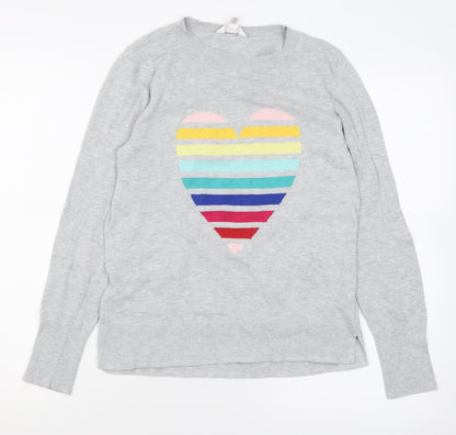 Additional front view of Time and Tru women’s grey crew neck polyester jumper, size UK 6