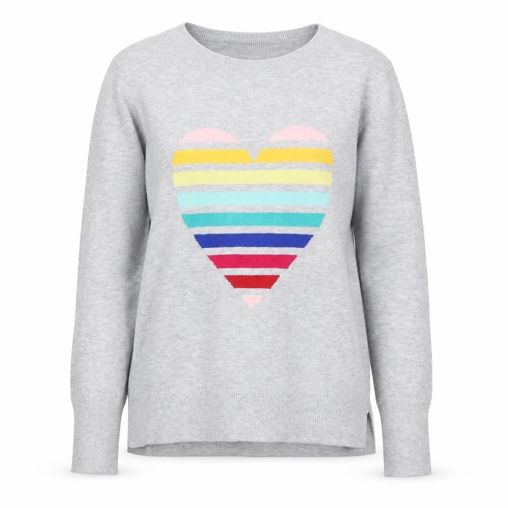 Front view of Time and Tru women’s grey crew neck polyester jumper, size UK 6