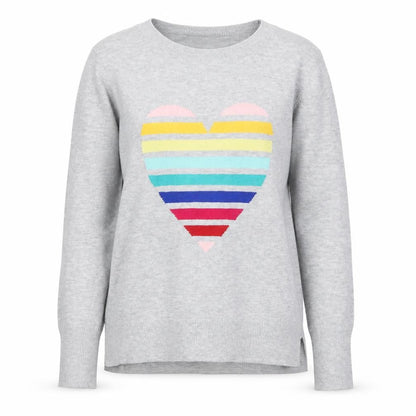 Front view of Time and Tru women’s grey crew neck polyester jumper, size UK 6