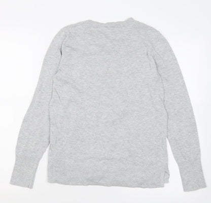 Back view of Time and Tru women’s grey crew neck polyester jumper, size UK 6