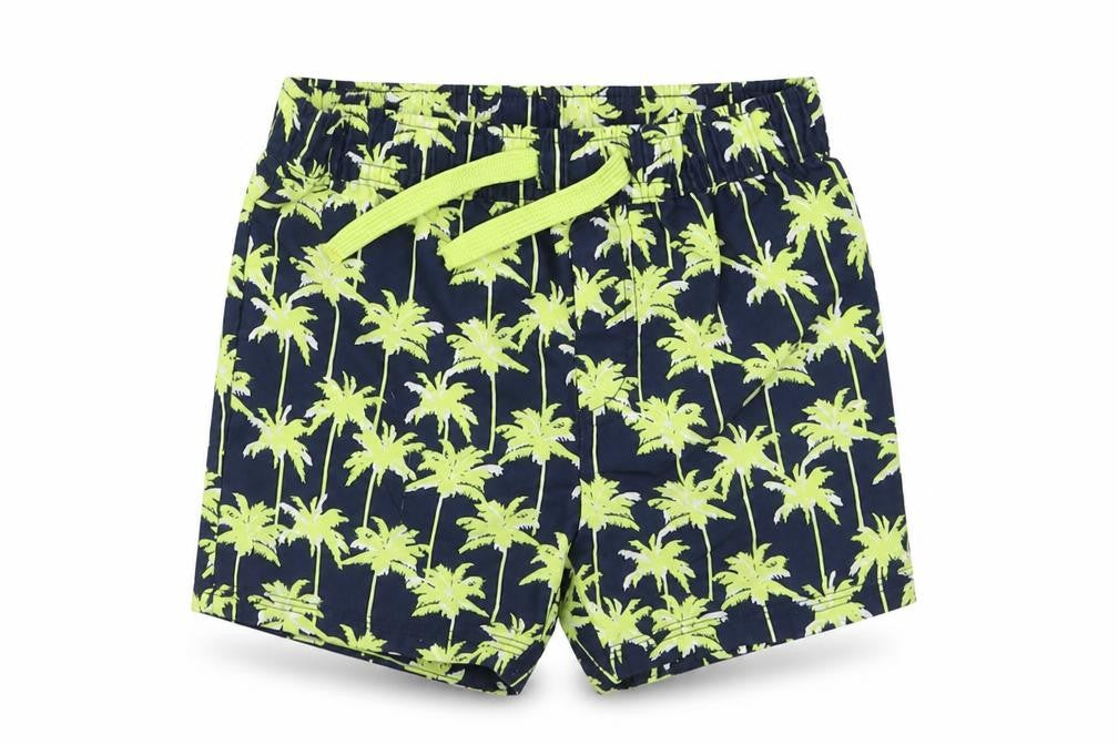 Front view of Primark boys’ green polyester cropped trousers, size 12-18, months tie