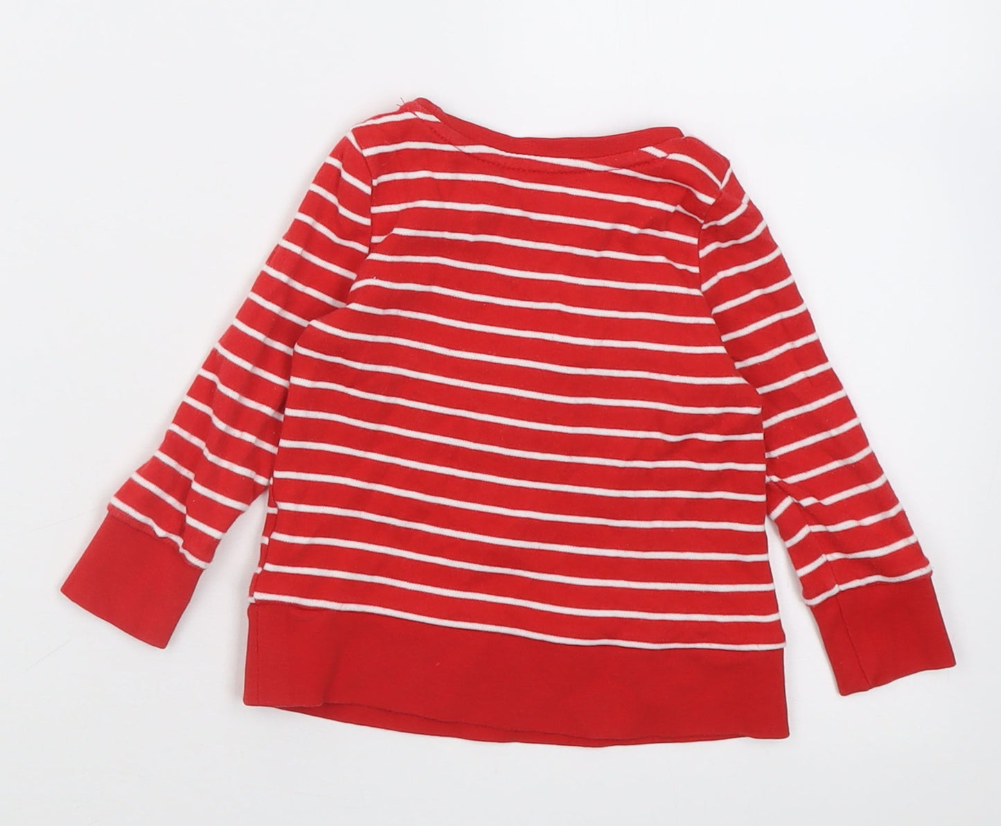 George Baby Red Striped Cotton Basic Casual Size 12-18 Months Crew Neck Pullover