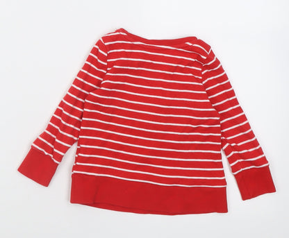 George Baby Red Striped Cotton Basic Casual Size 12-18 Months Crew Neck Pullover