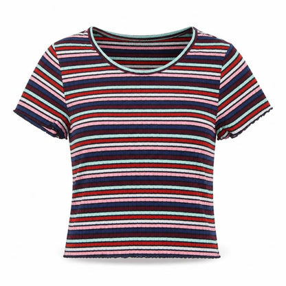 Womens UK Size 6 Primark Multicoloured Cropped T-Shirt